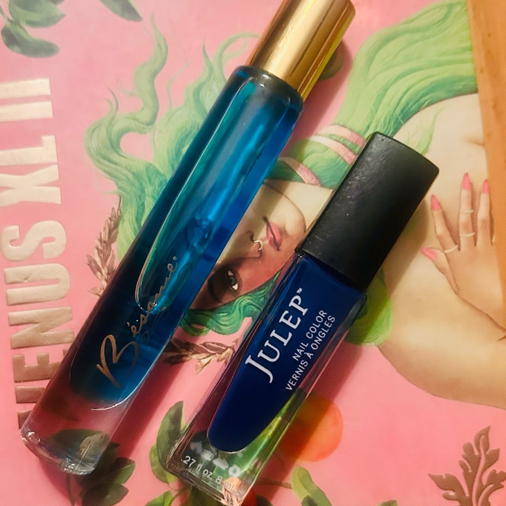 AVENGERS Rollerball Lip Gloss & JULEP Nail Paint, Vibrant Blue, NWOB